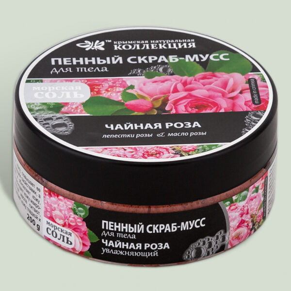 Пенный скраб-мусс для тела Чайная роза Crimean SPA Collection с маслом розы и лепестками